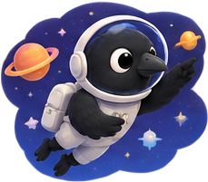 Mena crow as an astronaut floating in space