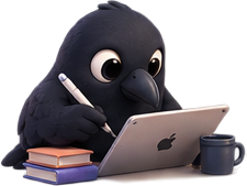 Mena crow relaxing with a laptop