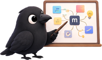 Mena crow pinning notes to a board