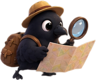 Mena crow reading a map